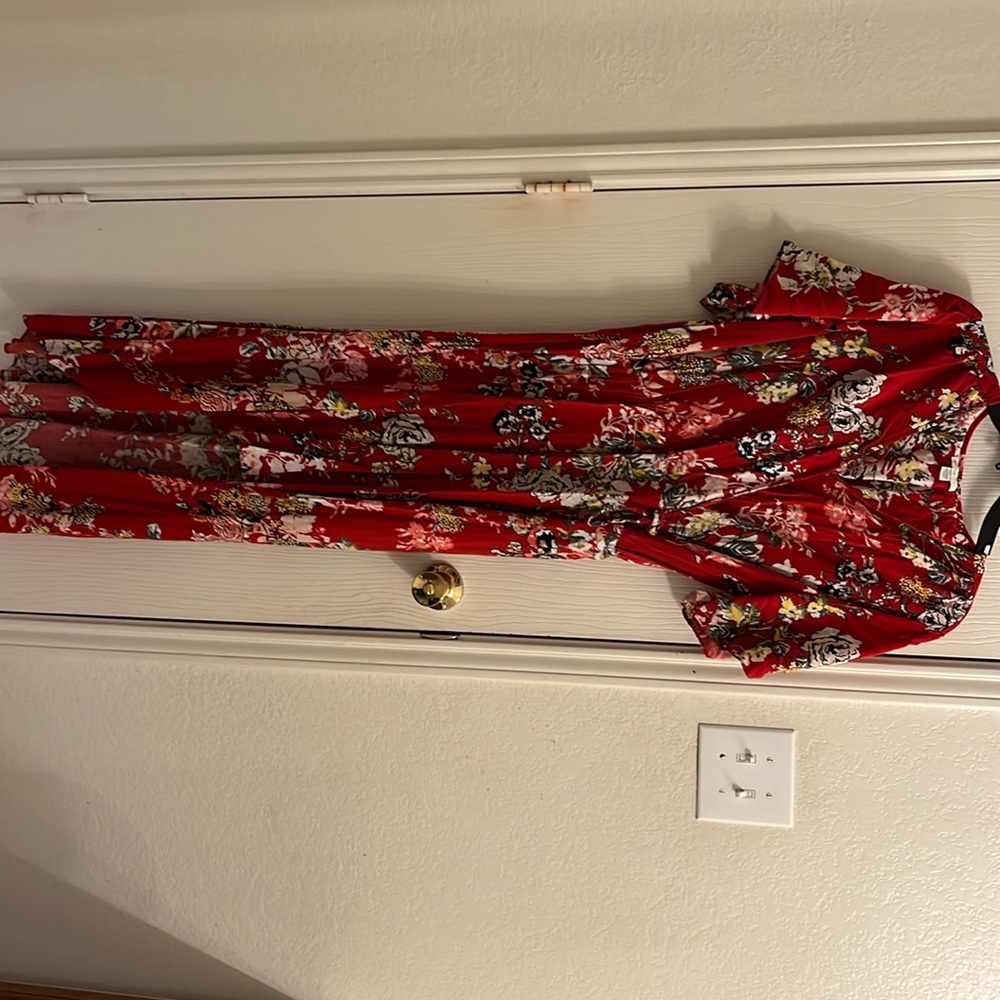 Red floral hi/low dress